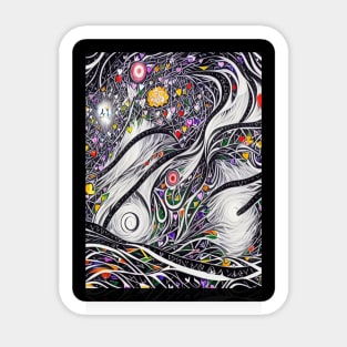 Spiral Galaxy Drawing Black Hearts Space Sticker